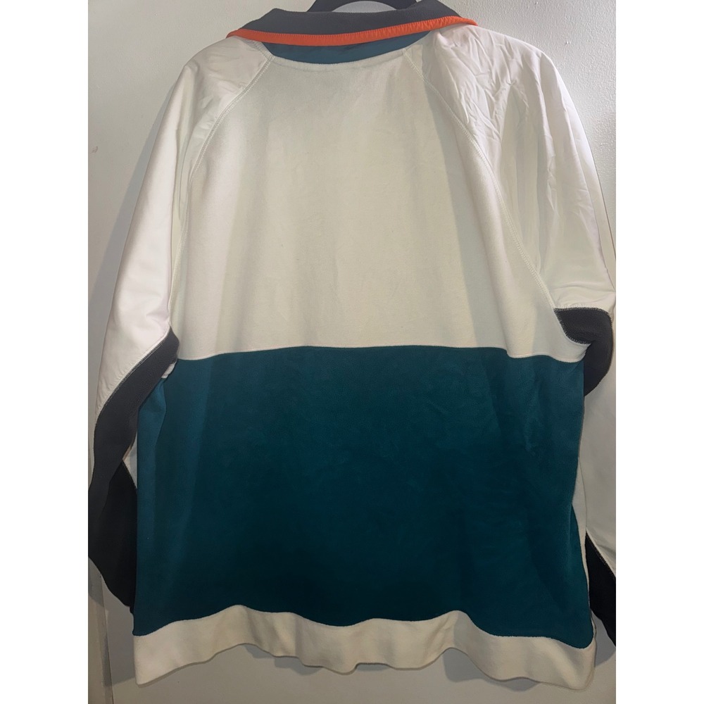 Nike Sportswear Quarter Zip Fleece Colorblock Pullover White Teal Mens XL - Picture 7 of 7